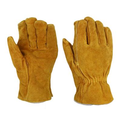 China Driving/Clearing Snow/Wood Cutting and Service Outdoor Work in Winter Hot Sale Hot Yellow Cow Split Leather Men Driving Work Safety Hand Welding Gloves with Fleece Lining for sale