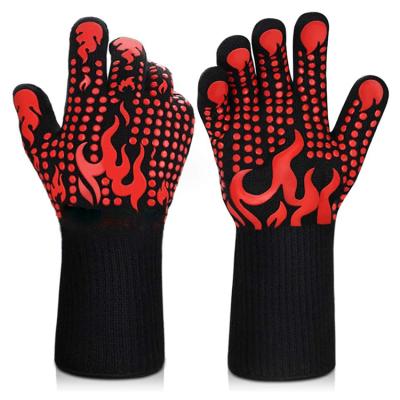 China 1472F Long Silicone Oven Kitchen Barbecue Cooking Baking High Temperature Resistant Heat Resistant Grilling Non-Slip Gloves for sale