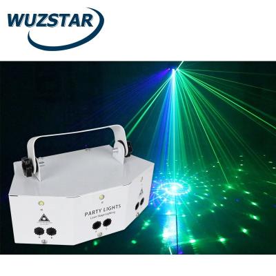 China Portable Stage Lamp Laser DJ Disco Projector Laser Strobe Laser Eyes 9 Christmas Gifts White Shell Rotating Led Stage Light With DMX for sale