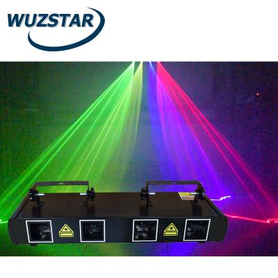 China Any Place Laser DJ Lights Stage Disco Holiday Lighting Outdoor DJ Party Decoration Projector Lamp RGB Laser Line Beam Scans Party 4 Lens for sale