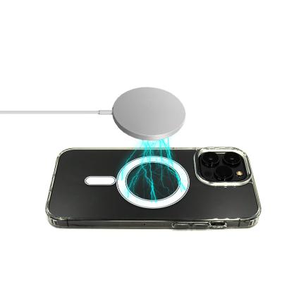 China Shockproof For iPhone Series Cell Phone Magnetic Phone Case Acrylic Magnetic Clear Protective Phone Cover For Samsung Huawei for sale