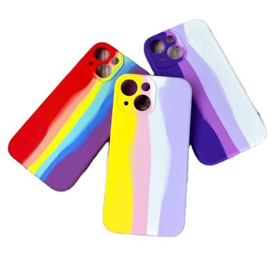 China Wholesale Shockproof Factory Rainbow Silicone Full Cover Mobile Phone Case For iPhone 11 mini 12 12 pro 13 pro max for sale