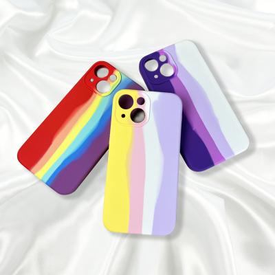 China Rainbow Color Shockproof Silicone Phone Case For iPhone 12 mini 12 11 pro max with Lens Camera Protective Cover for sale