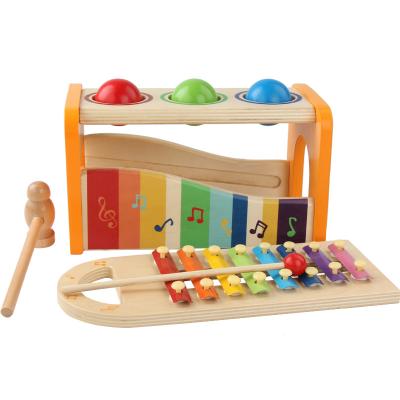 China Three-ball Hit On The Piano Table Wooden Infant Xylophone 1-3 Years Educational Toys 0-12M for sale