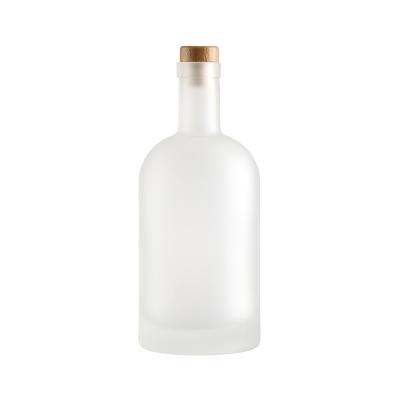 China Custom 500ml 700ml 750ml Empty Frosted Vodka Glass Bottle with Super Flint Glass Base for sale