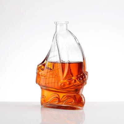 China 500ml 750ml Shaped Liquor Bottle with Cork Made of Super Flint Glass Material for sale