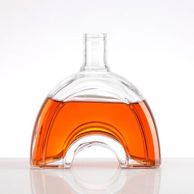 China Arc Shape 750ml Luxury Glass Vodka Whisky Bottle for Customized Customer Requirements for sale