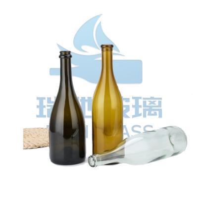 China Super Flint Glass Material 750ml Clear Green Glass Champagne Bottle for Soda for sale