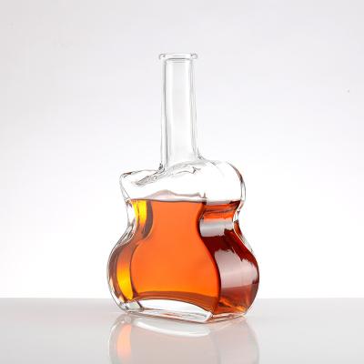 China Super Flint Glass Guitar Shaped Whisky Bottle for Liquor Wine Vodka Tequila for sale