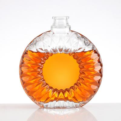 China Custom Make Round Bottle Glass Brandy Vintage Bottles with Cork for sale