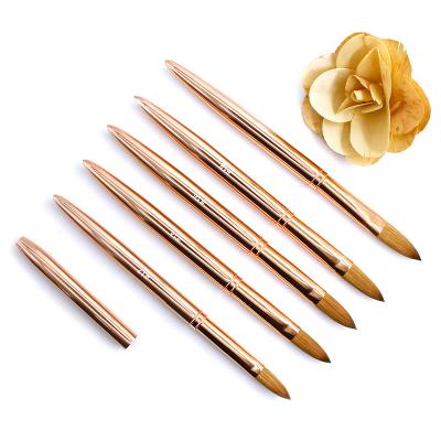 China OEM Rose Gold Metal Handle 100% Pure Nail Hair Socheal Kolinsky Acrylic Nail Brush Size #2-#22 for sale