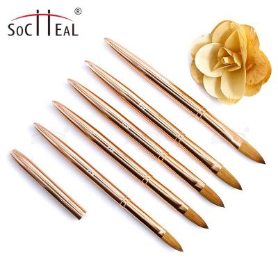 China durable socheal rose kolinsky acrylic gold metal handle nail brush 8#-20# for sale