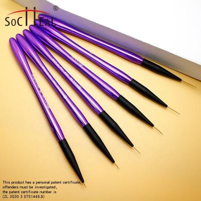 China High Quality Nail Brush Purple Handle Nail Art Brushes Painted Drawing Nail Acrylic Brush for sale