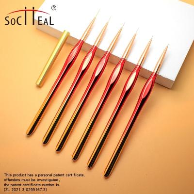 China New Product Nail Art Brushes Painted Draw Line Nylon Hair Brush Gradient Red Acrylic Handle for sale