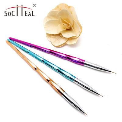 China Durable 3Pcs Different Color Coating Brush Nail Art Brush Nails Salon Professional Products for sale