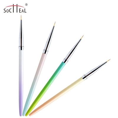 China 2020 New Products Gradient Wholesale Metal Handle Nail Nail Painting Brush Thin Line Nail Art for sale