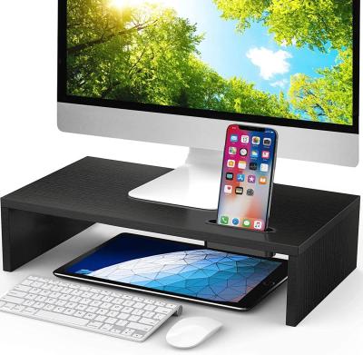 China Modern Wooden Monitor Stand - 16.5 Inch Monitor Stand Riser with Slot for Cell Phone and Cable Management for sale