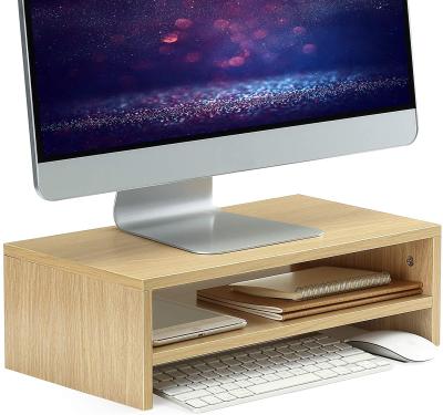 China 2 Layers Monitor Storage Stand Wooden Riser, Universal Desk Organizer for Laptop, PC, Printer, Storage Shelf for Home Office for sale