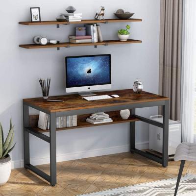 China 47 inch modern industrial computer desk with 2 floating shelves, for sale