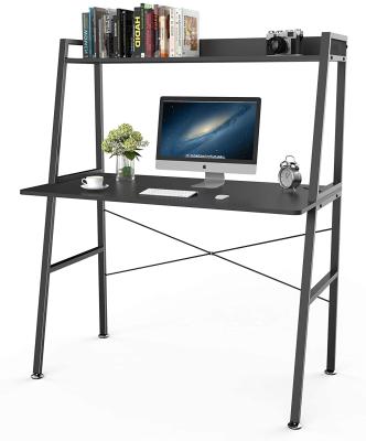 China Modern Wood and Metal Computer PC Desk with Storage Shelves, Simple 2 Layer Home Office Desk, Study Desks Table for Home Bedroom for sale