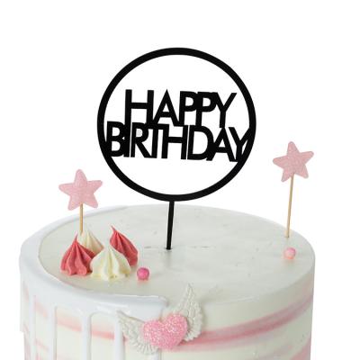 China Wholesale Classic Acrylic Cake Decorating Happy Birthday Cake Decoration Insert Around Bake Cake Plug-in Topper for sale