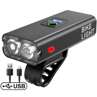 China USB Lithium Battery Bike Front Light Waterproof Rechargeable Aluminum Bicycle Front Light High Brightness Housing Light for sale