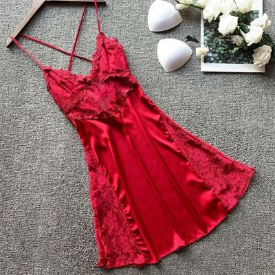 China 2021 Breathable Sexy Women Pajamas Sleep Dress Lace Nightgown Loungewear Pajamas for sale