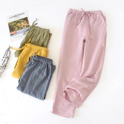 China Breathable Women Sleep Pants Cotton Solid Color Comfortable Pajama Pants Pijama for sale