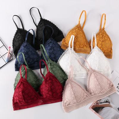 China QUICK DRY Thin Floral Lace Underwear Gathered Women Bralette Bra for sale