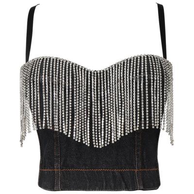 China Wholesale rhinestone anti pilling fringe bustier top women vest corset bustier top for sale