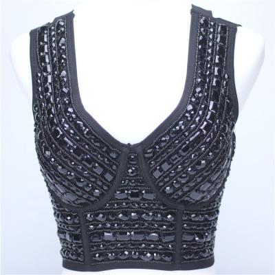 China Sexy Dress Ladies Viable Bandage Full Dress Beaded Designs Handmade Crop Top for sale