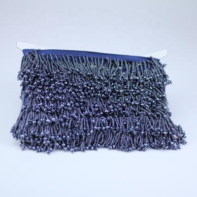 China Luxury Deep Blue Beaded Beaded Curtain Fringe Trimming Accessory Attractive Running Spell for sale