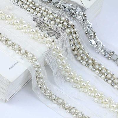 China Viable Wholesales Diamond Mesh Trim Lace Rhinestone Trimming for Garments for sale