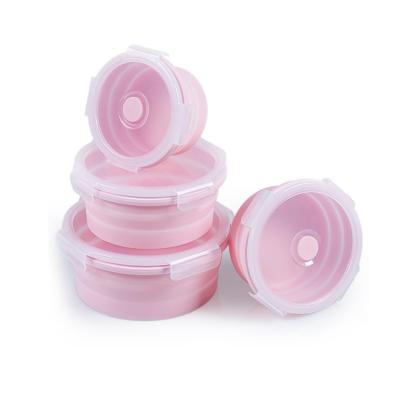 China Freshness Preservation Collapsible Round Food Container 350ml/500ml/800ml/1200ml 4 Pieces Per Lunch Box Set for sale