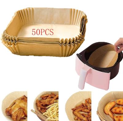 China Factory Wholesale Disposable Square Airfryer Liner Paper 6.3 Inch Brown White for sale