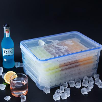 China 2022 viable plastic ice cube mold with easy shape ice hockey square mold at home demould ice box high capacity for sale