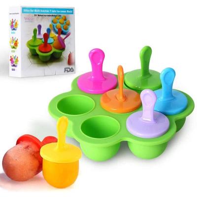 China Viable 7 Holes Silicon Egg Bite Molds Mini Ice Popsickle Mold Non Toxic Silicone Snack Tray Durable Baby Food Containers for sale