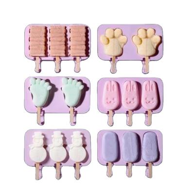 China Diy Silicone Popsicle Mold Bpa Viable Popsicle Free Popsicle Ice Cream Mold Tray With Lid For Kids for sale