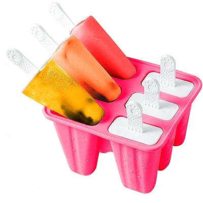 China Sustainable 6 Pieces Silicone Popsicle Molds Reusable Easy Release BPA Free DIY Popsicle Mold for sale