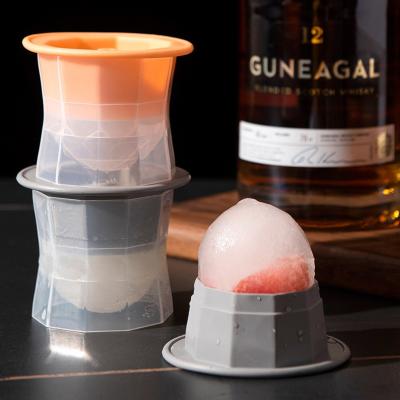 China Viable Silicone Round Ice Ball Mold Two Pack Whiskey Ice Hockey Maker Bar Spherical Frozen Ice Cube Big Tray Hot for sale