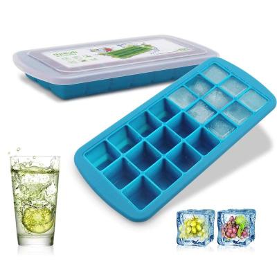 China Sustainable Food Grade 21 Tray Silicone Grids Ice Cube With Lid BPA Free Non-Toxic Ice Cube Mold Ice Maker Kitchen for sale