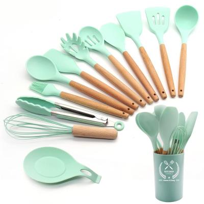 China Sustainable 13 Pcs Silicone Kitchen Utensil Set Cooking Spatula Set Food Grade 11 BPA FREE 100% Heat Resistant for sale