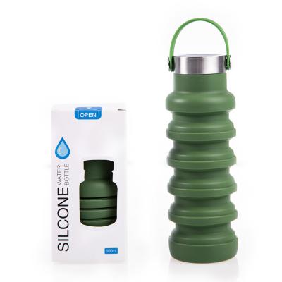 China 18oz Silicone Drinking Bottle Viable For School Travel Outdoor Sport Bottle Silicone Fitness Water Bottle for sale