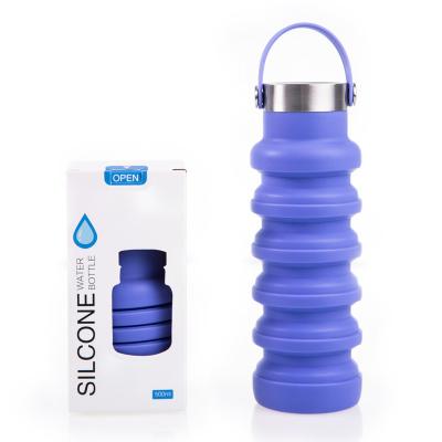 China Amazon Silicone Viable Water Bottle Collapsible For Travel Silicone Outdoor Fitness Bottle Drinking Plastic Bottle for sale