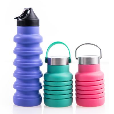 China Sustainable collapsible silicone water bottle for school sports travel outdoor sport silicone fitness water bottle for sale