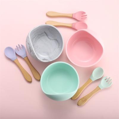 China Factory Feeding New Product BPA Free Silicone Baby Bowl Direct Selling Environmental Protection Silicone Baby Bowl+Spoon+Fork for sale