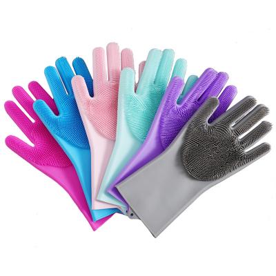 China Magic Oil Wash Mitt And Silicone Dishwashing Mitt Trend Heat Resistant New Kitchen With Wash Scrubber for sale