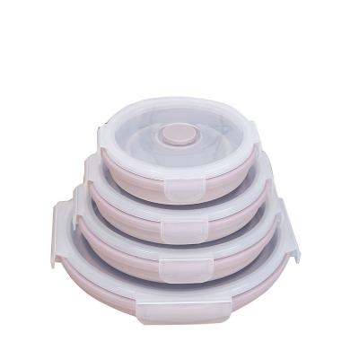 China Freshness Preservation Collapsible Silicone Lunch Box Set Of 4 BPA Free Reusable Collapsible Silicone Food Storage Containers Box for sale