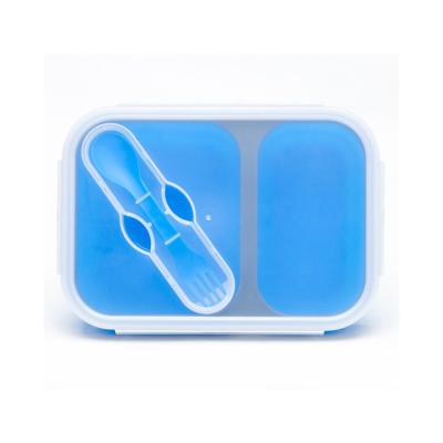 China Good Quality Silicone Freshness Storage Food Container Double Lattice Bowl For Travel Camping for sale