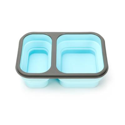 China Freshness Preservation Silicone Food Container Lattice Double Bowl Silicone Microwavable Bowl with Leak Proof Lids for sale